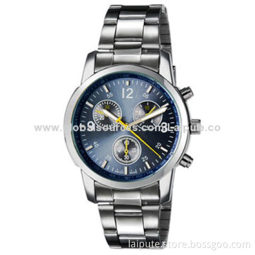 Fashionable Men's Stainless Steel Quartz Analog Watch with 3 x Sub-dialNew